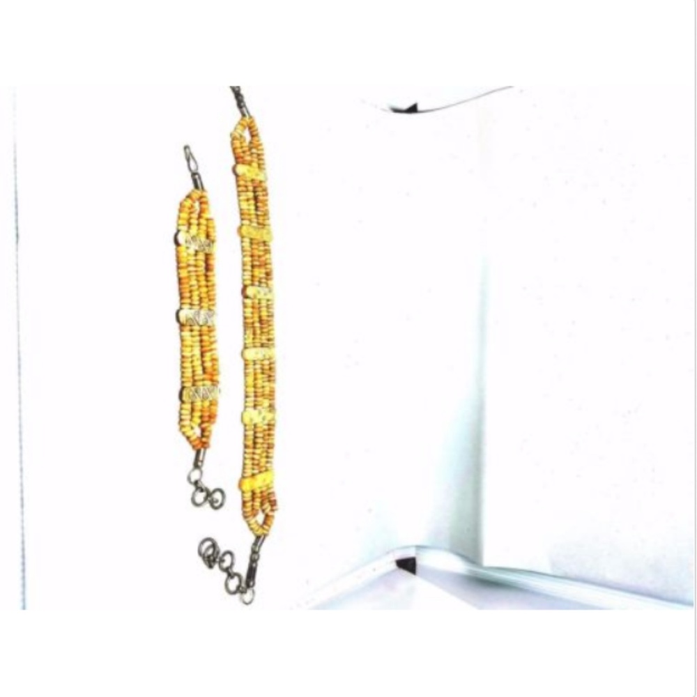Vintage Beige Beaded Choker Necklace Bracelet Set
